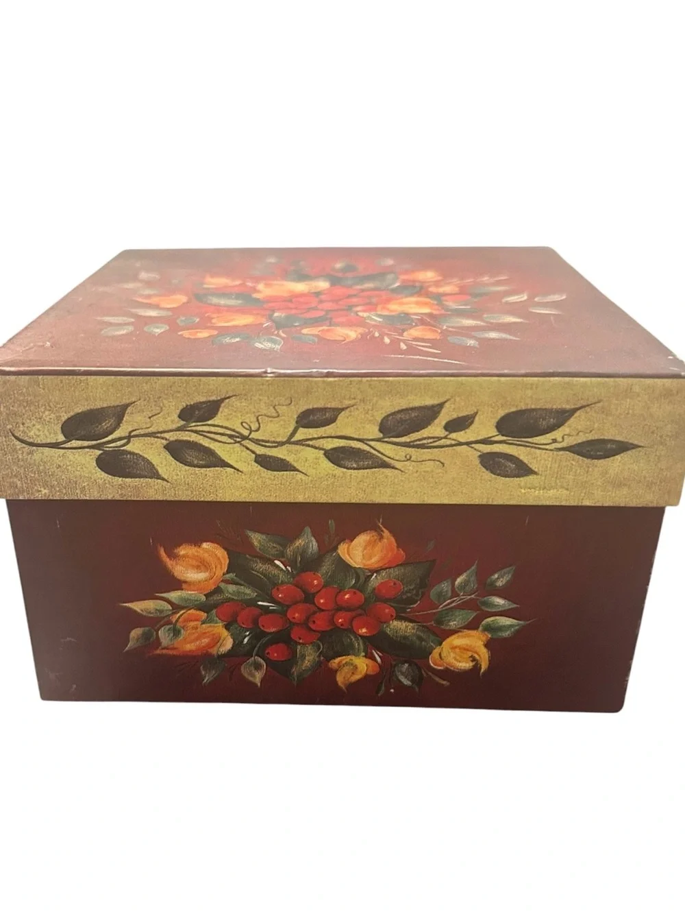 stack of four vintage Cottagecore decorative nesting boxes